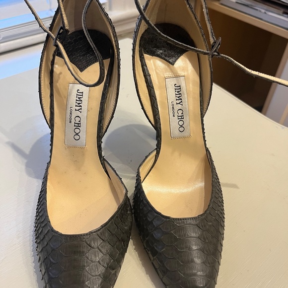 Jimmy Choo Gray Snakeskin Heels Size 38.5 - www.pearsons  Jimmy Choo Grey Snakeskin Heels